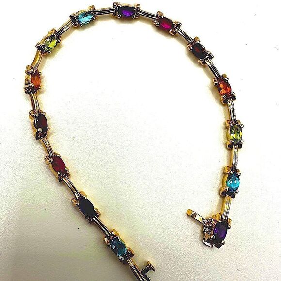 7.25", 14kt yellow gold and multi-gemstone tennis bracelet! - Picture 4 of 16